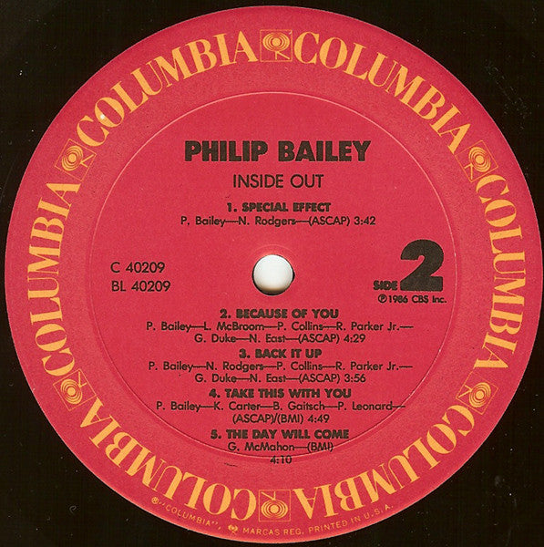 Philip Bailey : Inside Out (LP, Album, Pit)