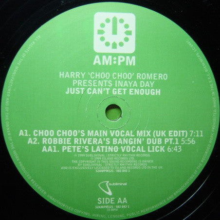 Harry "Choo Choo" Romero Presents Inaya Day : Just Can't Get Enough (Original / Pete Heller / Robbie Rivera Mixes) (12")