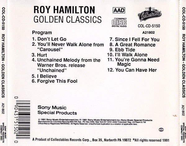 Roy Hamilton (5) : Golden Classics (CD, Comp)