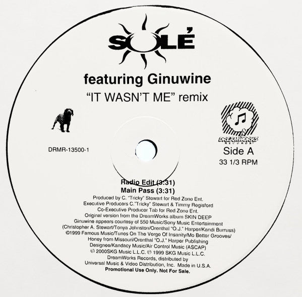 Solé : It Wasn't Me (Remix) (12", Promo)