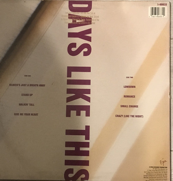 Hindsight (3) : Days Like This (LP, Album)