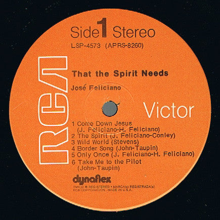 José Feliciano : That The Spirit Needs (LP, Album, Gat)
