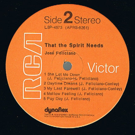 José Feliciano : That The Spirit Needs (LP, Album, Gat)