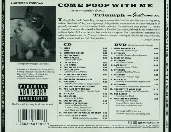 Triumph The Insult Comic Dog : Come Poop With Me (CD, Album + DVD-V, NTSC)