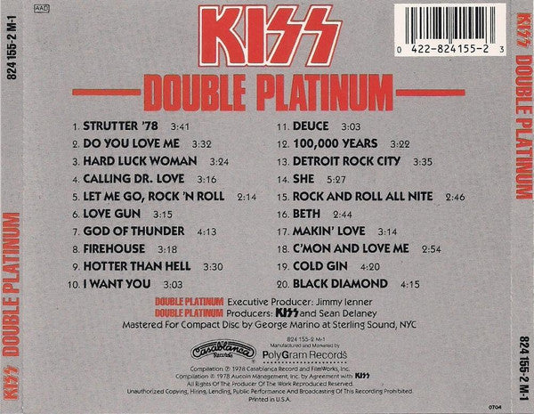 Kiss : Double Platinum (CD, Comp, RE, RP)