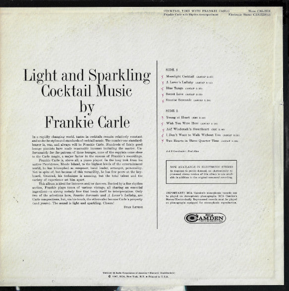 Frankie Carle : Cocktail Time With Frankie Carle (LP, Album)
