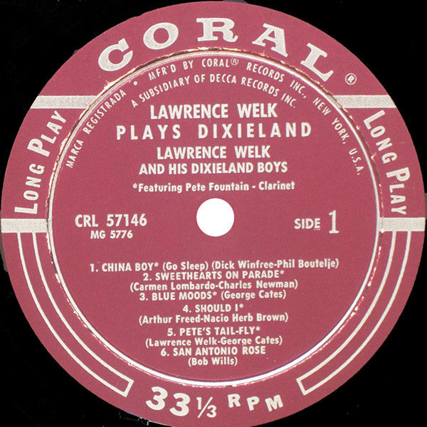 Lawrence Welk And His Orchestra : Lawrence Welk Plays Dixieland (LP, Album, Mono, Glo)
