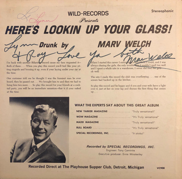 Marv Welch : Here's Lookin Up Your Glass! (LP)