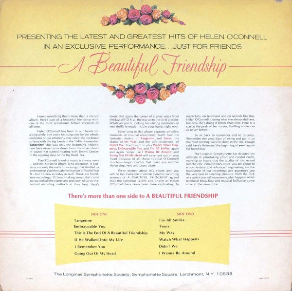 Helen O'Connell : The Inimitable Helen O'Connell In A Beautiful Friendship (LP, Album)