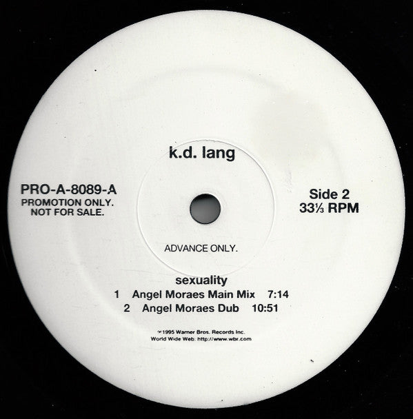 k.d. lang : Sexuality (12", Promo, Adv)