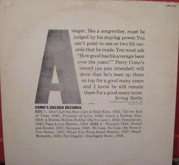 Perry Como : Como's Golden Records (LP, Comp, Mono, RE, Roc)
