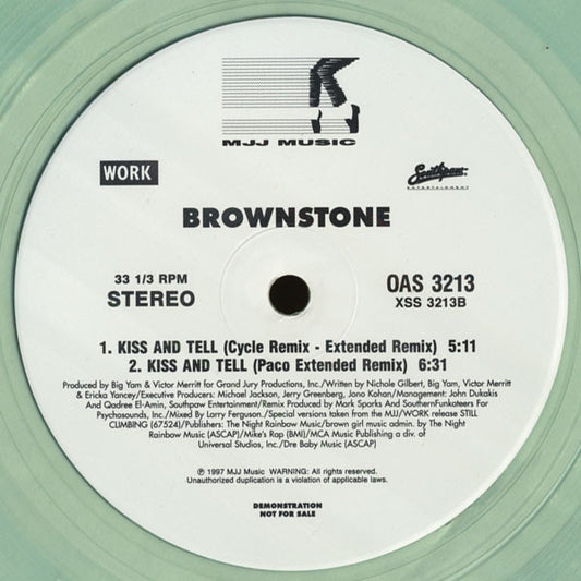 Brownstone : Kiss And Tell (12", Promo, Cle)