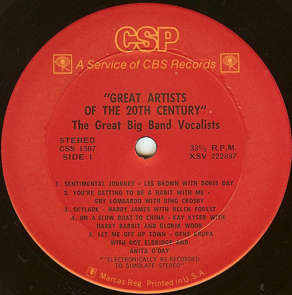 Various : The Great Big Band Vocalists (LP, Comp, RE)