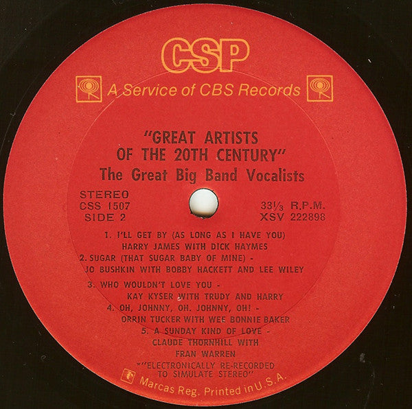 Various : The Great Big Band Vocalists (LP, Comp, RE)