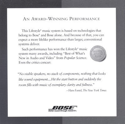 Various : The Bose® Special Edition Lifestyle® Music System CD (CD, Comp, Promo)
