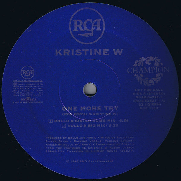 Kristine W : One More Try (12", Promo)