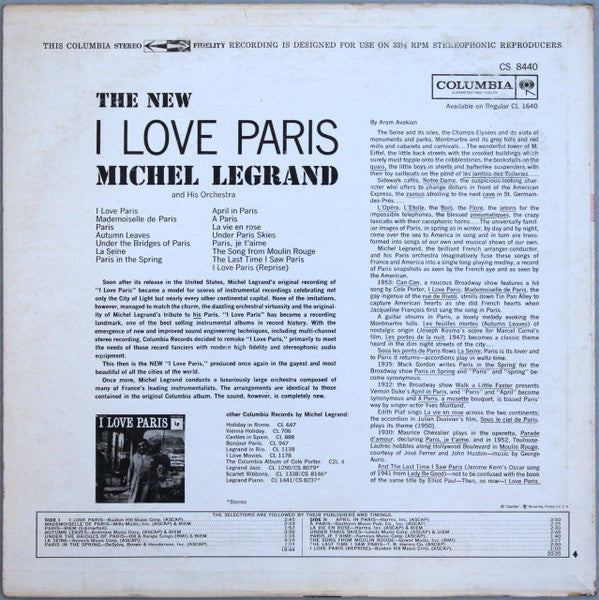 Michel Legrand Et Son Orchestre : The New I Love Paris (LP, Album)