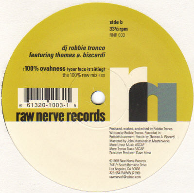 Robbie Tronco : Crash / 100% Ovahness (12")