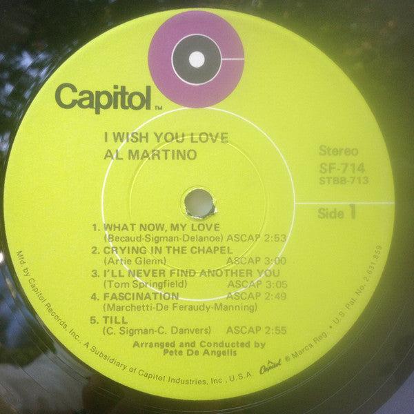 Al Martino : I Wish You Love (LP, Album, RP)
