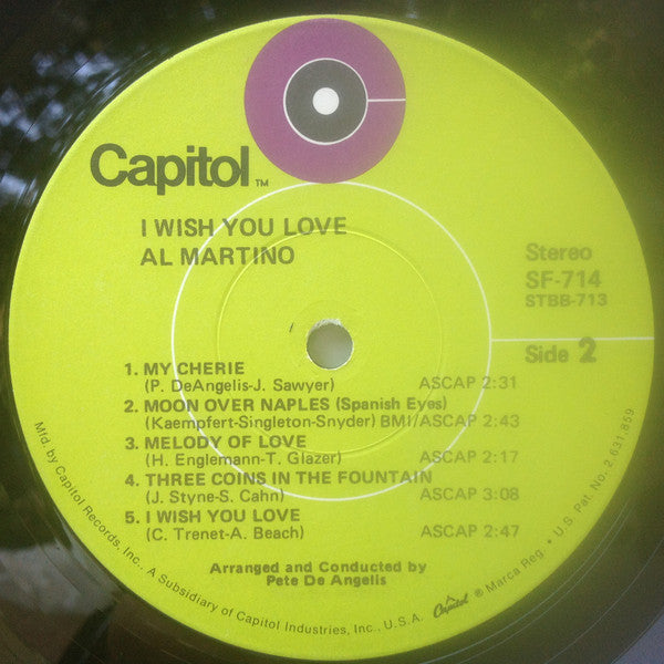Al Martino : I Wish You Love (LP, Album, RP)