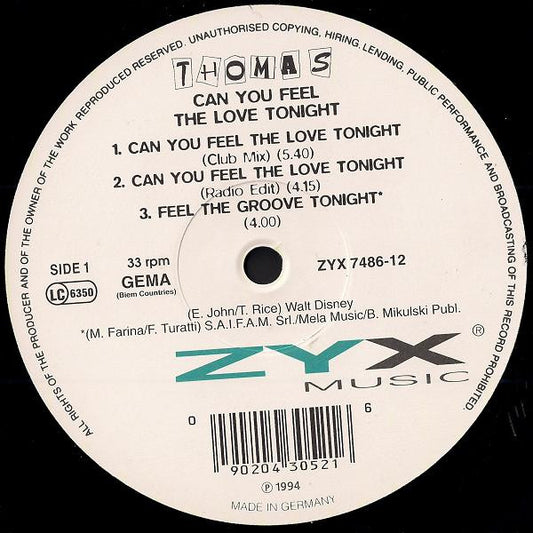 Thomas (5) : Can You Feel The Love Tonight (12")