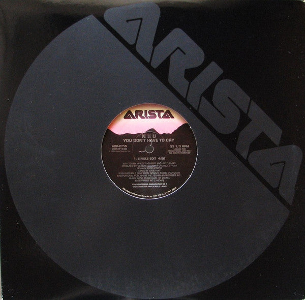 N II U : You Don't Have To Cry (12", Promo)