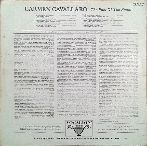 Carmen Cavallaro : The Poet Of The Piano (LP)