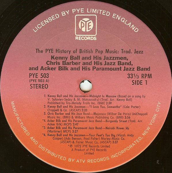 Kenny Ball And His Jazzmen, Chris Barber's Jazz Band, Acker Bilk And His Paramount Jazz Band : Trad Jazz (LP, Comp)