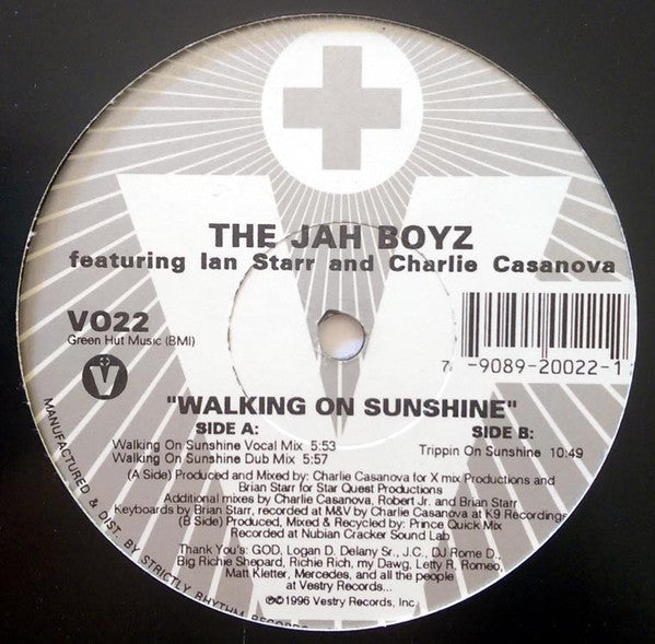 The Jah Boyz featuring Ian Starr and Charley Casanova : Walking On Sunshine (12")