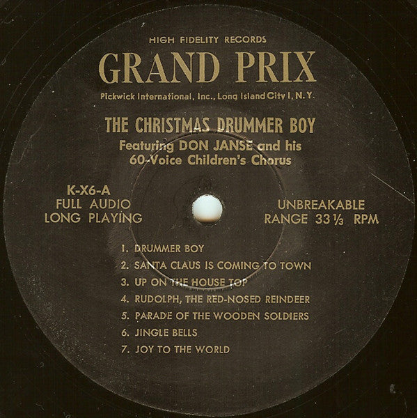 Don Janse And His 60 Voice Children's Chorus : The Christmas Drummer Boy (LP, Album, Mono, Wad)