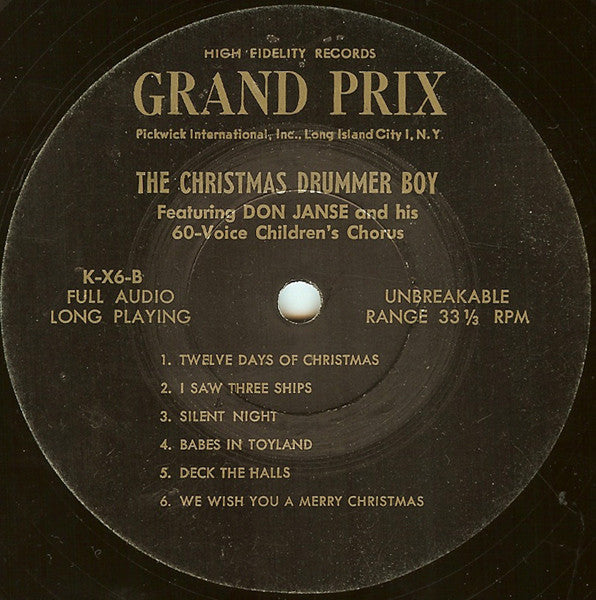 Don Janse And His 60 Voice Children's Chorus : The Christmas Drummer Boy (LP, Album, Mono, Wad)