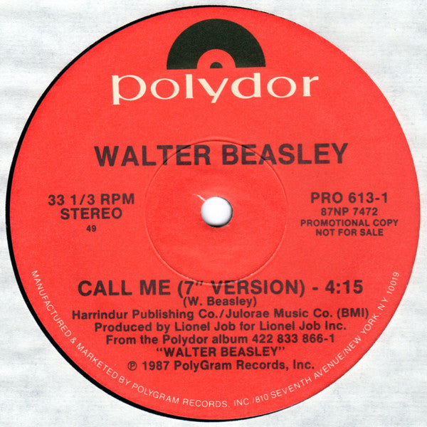 Walter Beasley : Call Me (12", Promo)