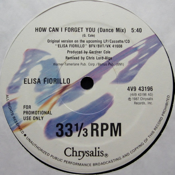 Elisa Fiorillo : How Can I Forget You (12", Promo)