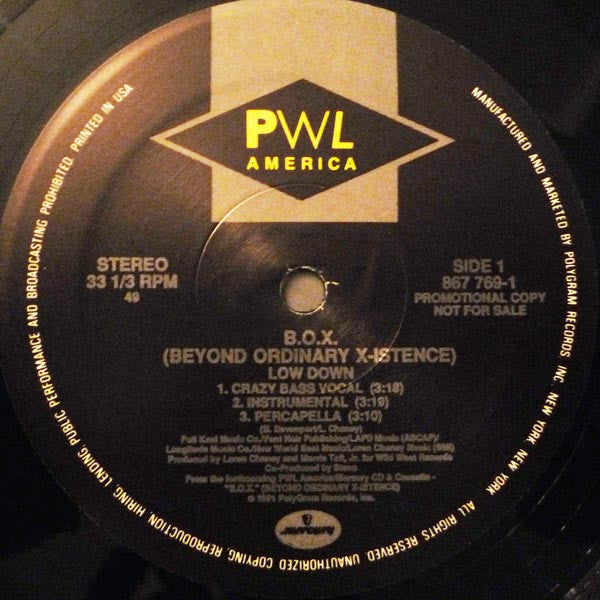 B.O.X. : Low Down / B A Real G (12", Single, Promo, 49)