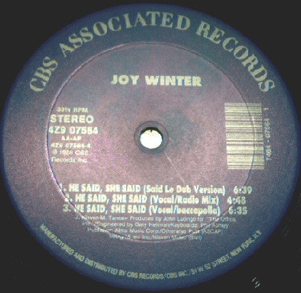 Joy Winter : He Said, She Said (12", Maxi)