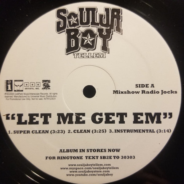 Soulja Boy : Let Me Get Em (12", Promo)