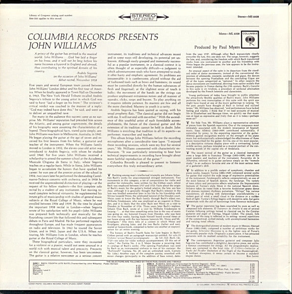 John Williams (7) : Columbia Records Presents John Williams (LP, Album)