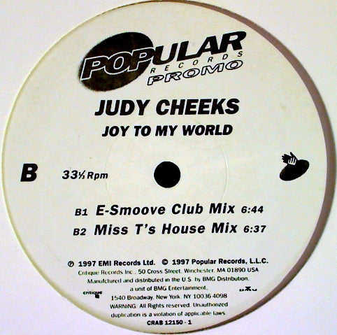 Judy Cheeks : Joy To My World (12", Promo)