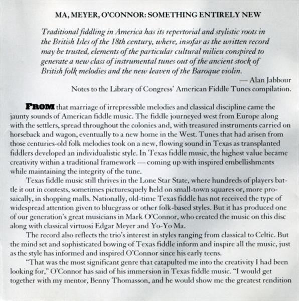 Yo-Yo Ma • Edgar Meyer • Mark O'Connor : Appalachia Waltz (CD, Album)