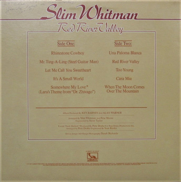 Slim Whitman : Red River Valley (LP, Album, RE)