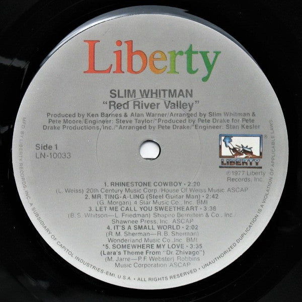Slim Whitman : Red River Valley (LP, Album, RE)