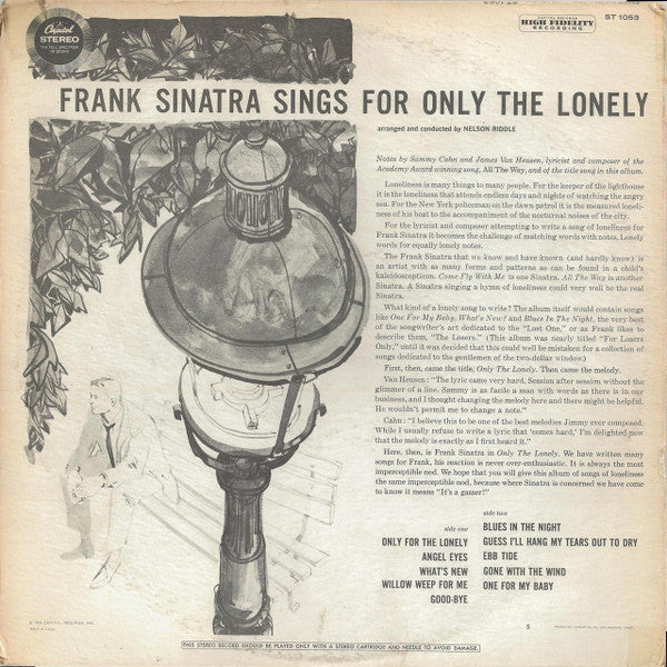 Frank Sinatra : Frank Sinatra Sings For Only The Lonely (LP, Album, RE)