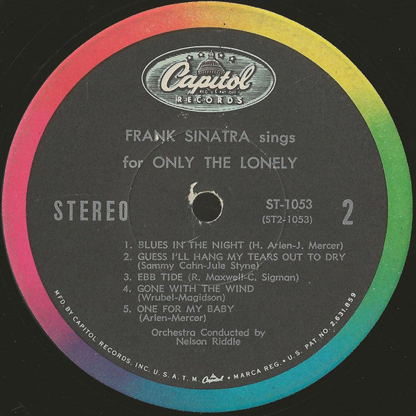 Frank Sinatra : Frank Sinatra Sings For Only The Lonely (LP, Album, RE)