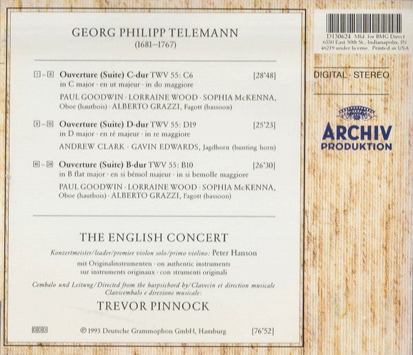 Telemann* – The English Concert, Trevor Pinnock : Suiten (CD, Album, Club, RE)