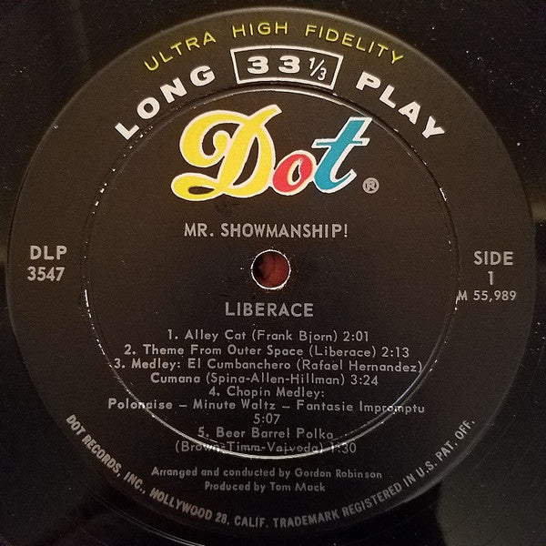 Liberace : Mr. Showmanship! (LP, Album, Mono)