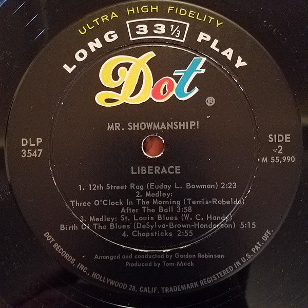 Liberace : Mr. Showmanship! (LP, Album, Mono)
