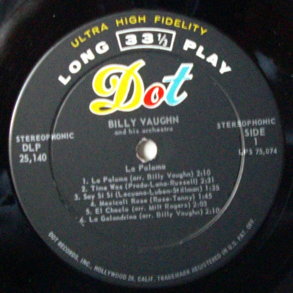 Billy Vaughn And His Orchestra : La Paloma (LP, Album)