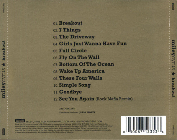 Miley Cyrus : Breakout (CD, Album, Enh)