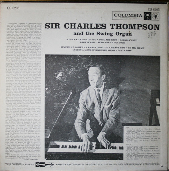Sir Charles Thompson : Sir Charles Thompson And The Swing Organ (LP, Album)