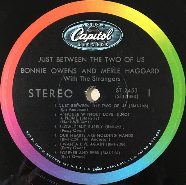 Bonnie Owens And Merle Haggard With The Strangers (5) : Just Between The Two Of Us (LP, Album, Scr)